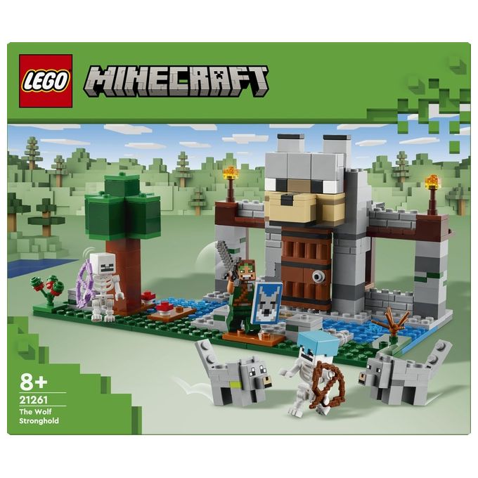 LEGO Minecraft Il Castello del Lupo Giocattolo da Costruire con il Personaggio del Domatore 2 Animali e 2 Scheletri con Armi Giochi di Ruolo per Bambini e Bambine da 8 Anni in su Idea Regalo 21261