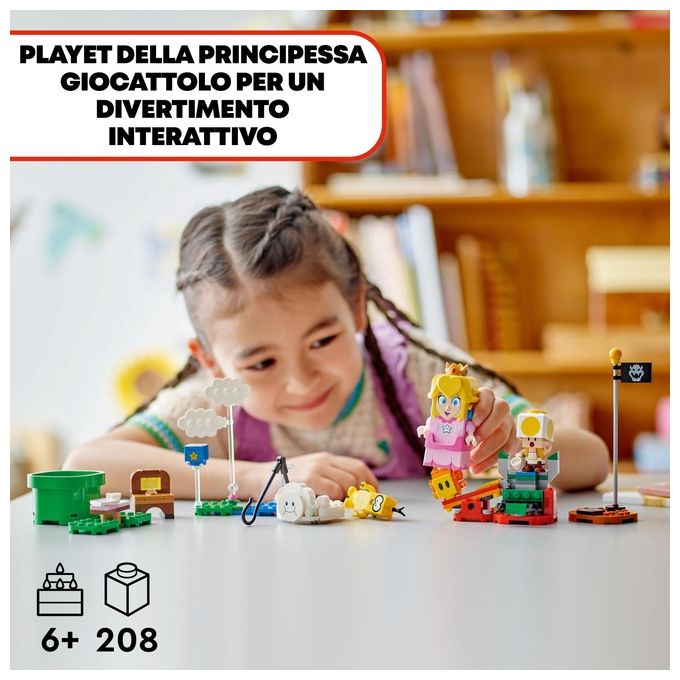 Lego Super Mario Avventure di Peach Interattiva Giocattolo con 4 Personaggi Nintendo tra cui la Principessa e un Toad Giallo