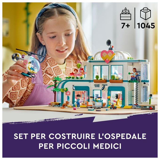 LEGO Friends 42621 Ospedale di Heartlake City, Giochi Educativi per Bambini di 7+ con Elicottero Giocattolo e 5 Mini Bamboline