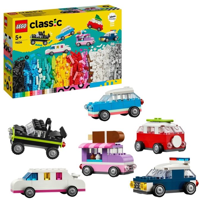 LEGO Classic 11036 Veicoli Creativi, Modellini di Auto in Mattoncini, Macchine Giocattolo per Bambini e Bambine 5+ Anni