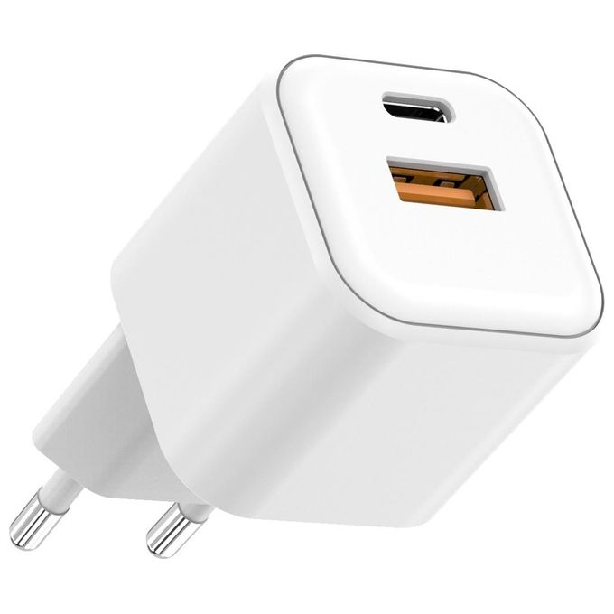 Alimentatore atlantis universale per smartphone e tablet p008-pd35gn-2u ac 35w output 1xusb 1xusb-c pd tecnologia gan