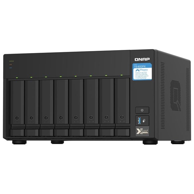 Qnap TS-832PX-4G Nas 8 Hd 35'-25' Sata6 2P Giga+2x 10gBe Sfp+2px 25gbe 3P Usb 3.0 4Gb Ddr4 SoDimm Cpu Al324 1.7ghz Qcore