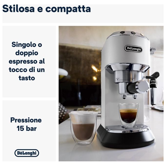 De longhi dedica style ec685w macchina espresso automatica manuale 1,1l Bianco