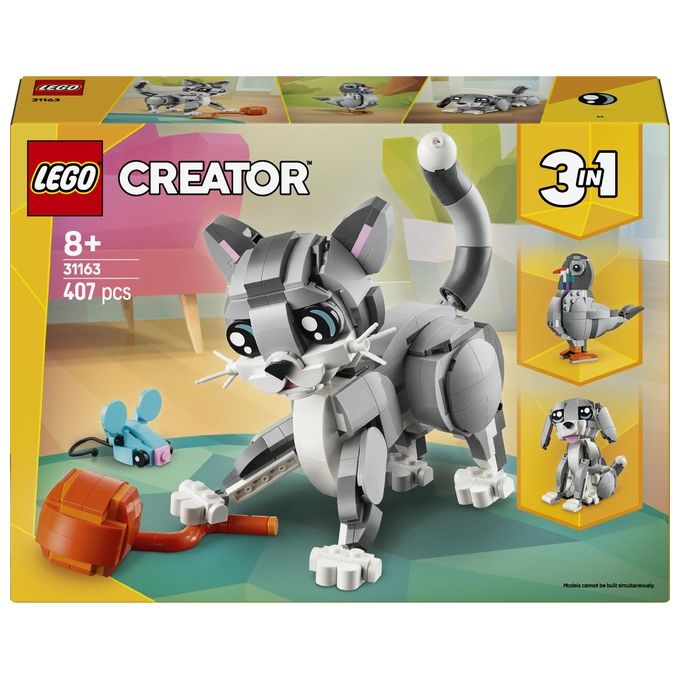 LEGO Creator 3 in 1 Gatto Giocoso Giocattolo - Si Trasforma in Piccione o in Cane - Animali da Costruire per Bambine Bambini Ragazze e Ragazzi da 8 Anni - Idea Regalo di Compleanno Creativa - 31163