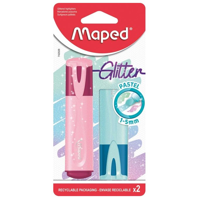Maped Confezione 2 Evidenziatore Glitter Colori Assortiti
