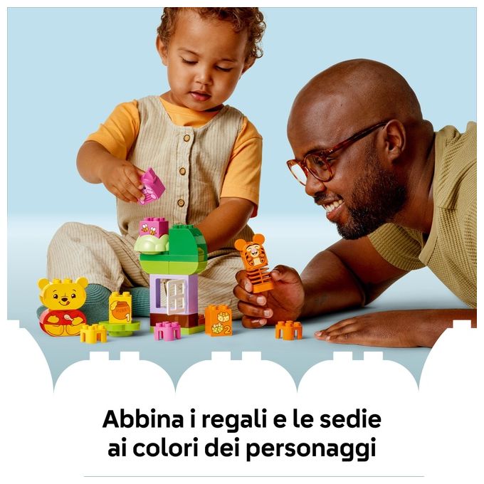 LEGO DUPLO - Disney Festa di Compleanno di Winnie the Pooh - Giocattolo Educativo con Personaggi con Doppio Volto e Casa sull'Albero Giochi Didattici per Bambini e Bambine da 18 Mesi in su - 10457
