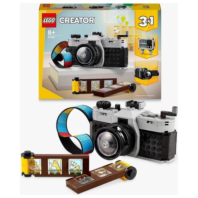 LEGO Creator 31147 3in1 Fotocamera Retro 31147-LEGO Giochi per Bambini 8+ Anni Macchina Fotografica Trasformabile in Videcamera o TV