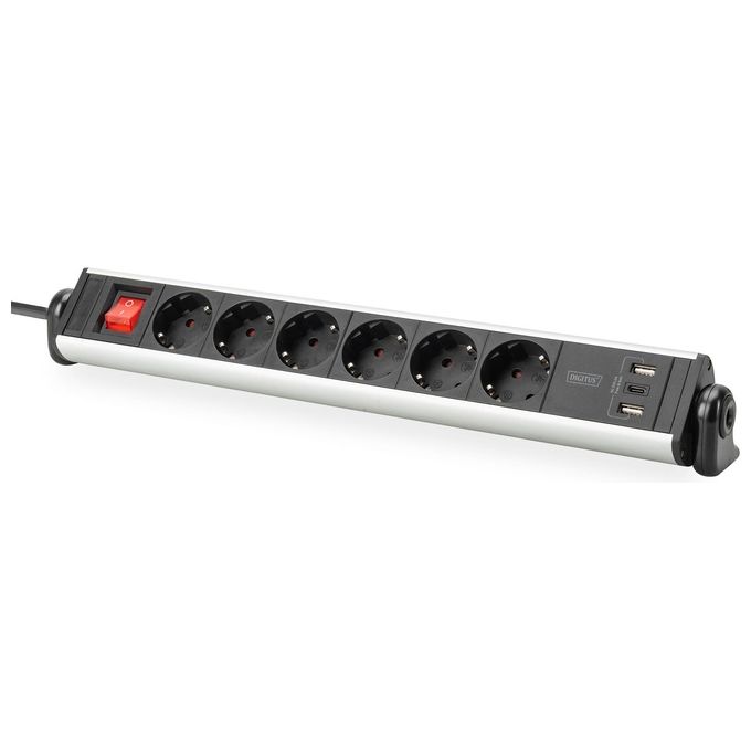 Digitus Presa Multipla Office a 6 Posti con 3 Porte Usb