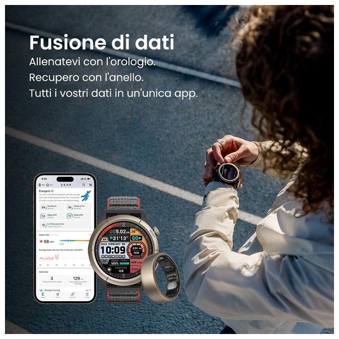 AMAZFIT Helio Ring Taglia 10 Sport and Salute Titanium