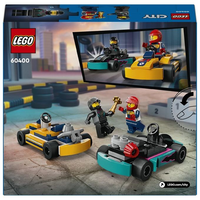 LEGO City 60400 Go-Kart e Piloti 60400-LEGO Modellini da Costruire di Mini Go Kart da Corsa Veicoli Giocattolo per Bambini di 5+ Anni