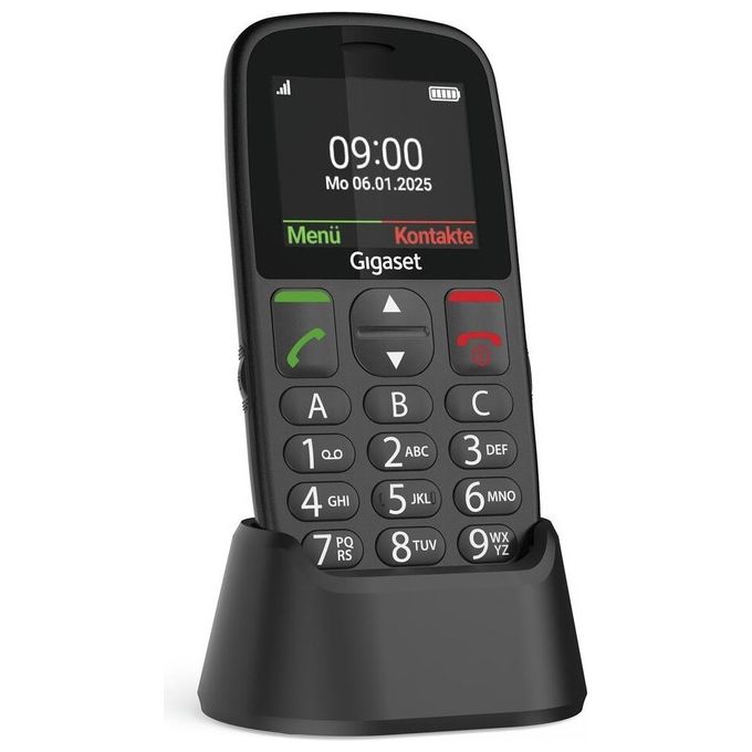 Gigaset GL395 Telefono Cellulare per Anziani Nero Sim Singola Tasto SOS