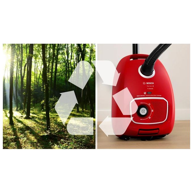 Bosch BGB41PET1 Serie 4 Aspirapolvere con Sacco a Traino Potenza 600 Watt Capacita' 4 Litri ProAnimal colore Rosso