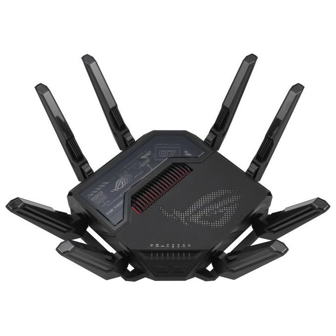 ASUS ROG Rapture GT-BE98 Router WiFi 7 Quad Band 320 MHz 4096-QAM Multi-link Doppie porte 10G WAN di backup Sicurezza di Rete supporto AiMesh Nero