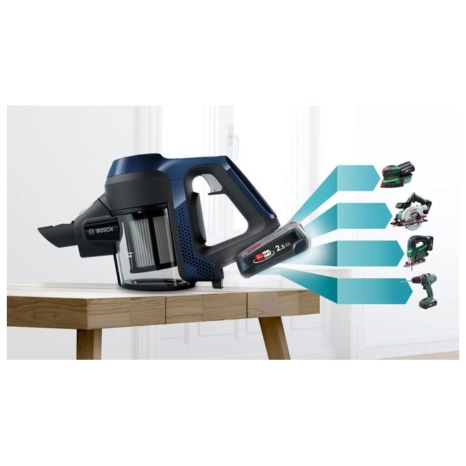 Bosch BCS611P4A Serie 6 Aspirapolvere Senza Filo Nero Blu Ideale per Pulizia Efficiente di Superfici in Casa