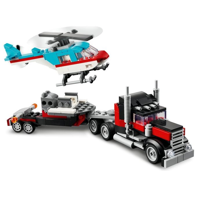 LEGO Creator 31146 3in1 Autocarro con Elicottero, Giochi per Bambini 7+ Anni Ricostruibile in Aereo e Cisterna o Auto e SUV