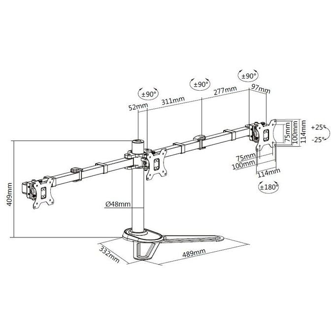 Conceptronic Staffa per Monitor da 17'' a 27'' Triple Stand