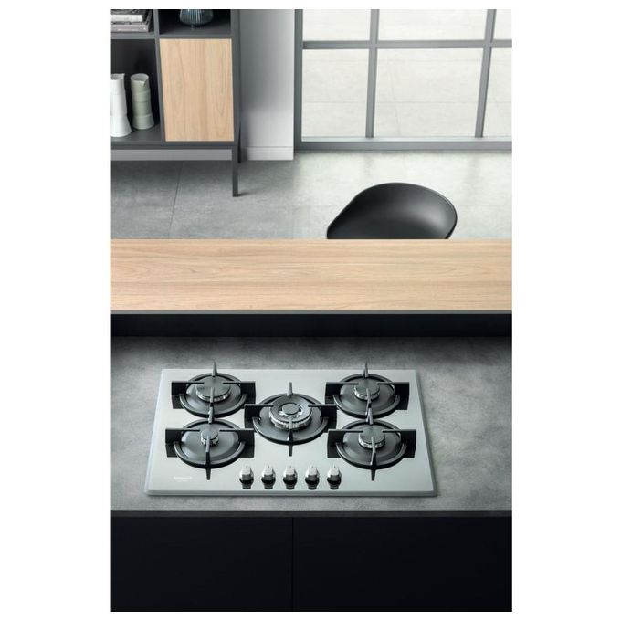Hotpoint HAGD 72S-ICE Piano Cottura a Gas 5 Zone Griglie in Ghisa 73 cm