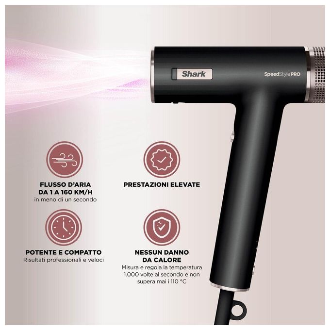 Shark SpeedStyle Pro Asciugacapelli Styler 1750W 5 Accessori Nero