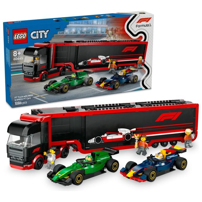 LEGO City Formula 1 Autotrasportatore F1 con monoposto RB20 e AMR24 F1 60445