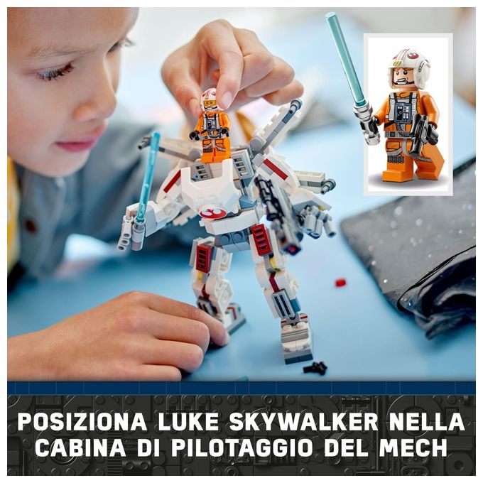 LEGO Star Wars Mech X-Wing di Luke Skywalker Veicolo Robot Giocattolo Simile all'Astronave Set di Giochi d'Avventura per Bambini e Bambine da 6 Anni in su Piccolo Regalo da Collezione 75390