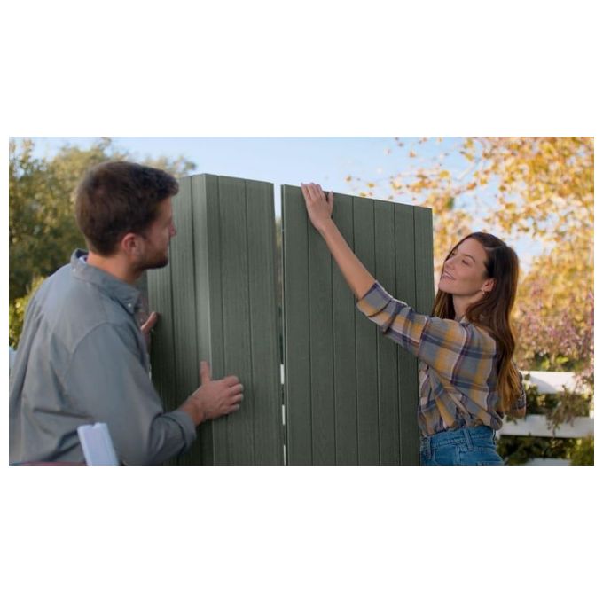Keter 256879 Darwin 6x4 Casetta da Giardino in Resina 190x122x221 cm con Pavimento Finestre e Doppia Porta colore Verde