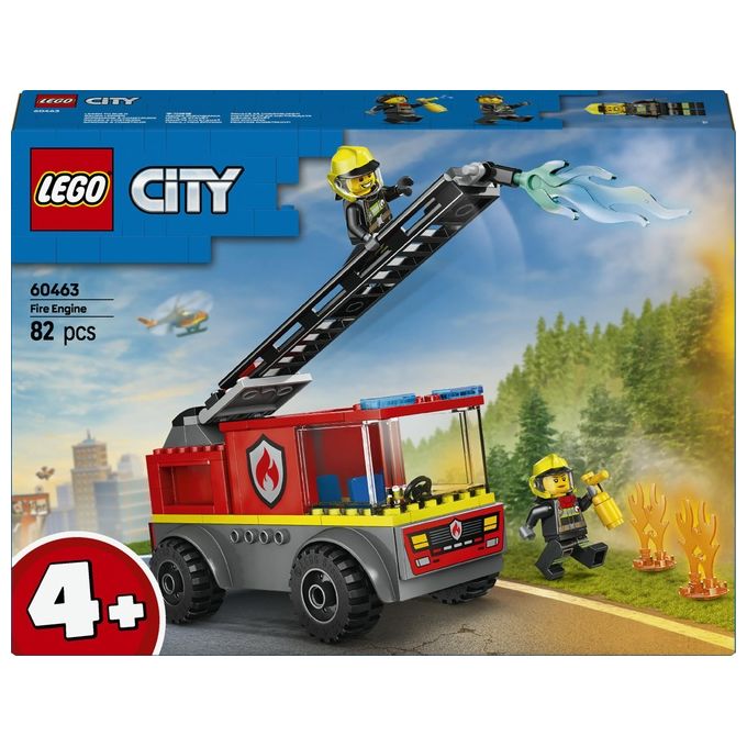 LEGO City Autopompa con Scala - Camion Giocattolo dei Pompieri con 2 Minifigure e Starter Brick Giochi Educativi per Bambini e Bambine da 4 Anni in su Idea Regalo di Compleanno Prescolare - 60463