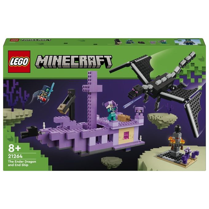 LEGO Minecraft L'Enderdrago e la Nave dell'End Giocattolo del Bioma con Drago Personaggi Mob e Accessori Giochi d'Avventura per Bambini e Bambine da 8 Anni Idea Regalo Fan del Videogioco 21264