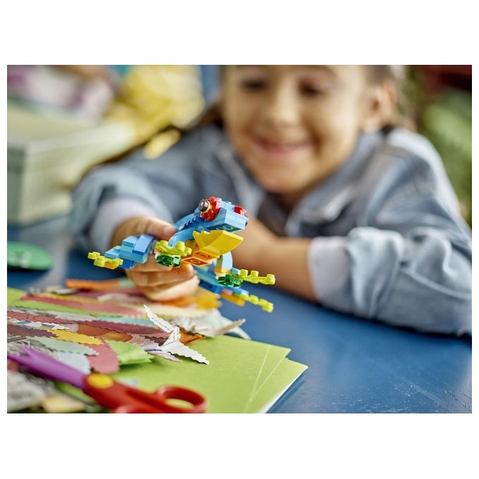 LEGO Creator 31136 Pappagallo Esotico 31136-LEGO Set 3 in 1 con Pesce e Rana Animali Giocattolo Giochi Creativi per Bambini da 7 Anni