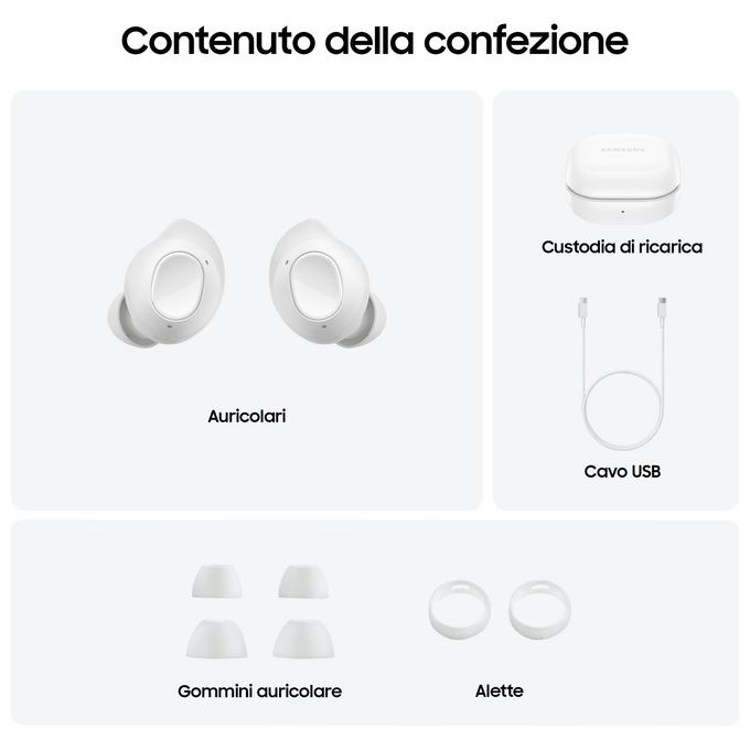 [ComeNuovo] Samsung Galaxy Buds FE Bluetooth True Wireless Cancellazione Attiva dei Rumori Fit Ergonomico Bianco