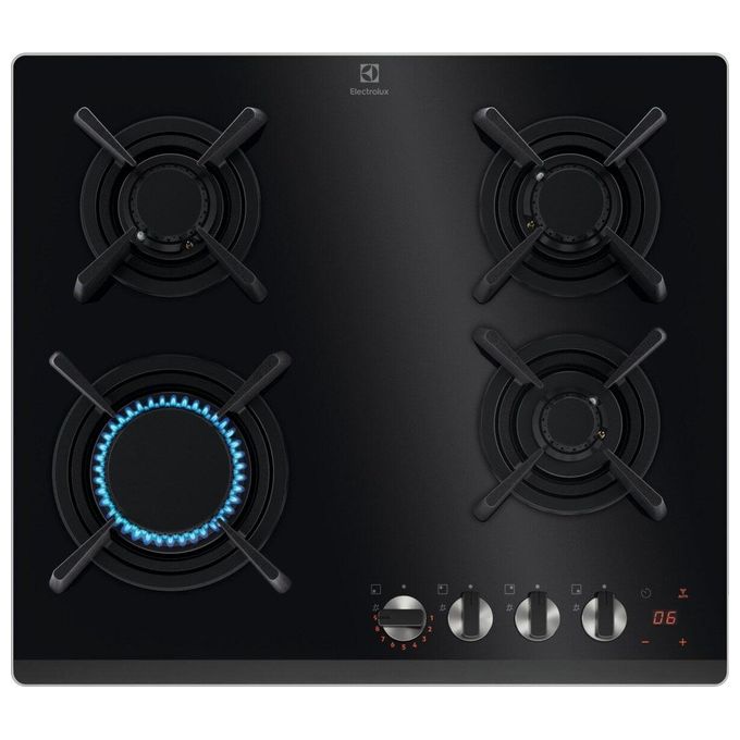 Electrolux KGG643753K Piano Cottura da Incasso a Gas 60 cm 4 Fuochi Vertical Flame Cristallo Temperato Nero
