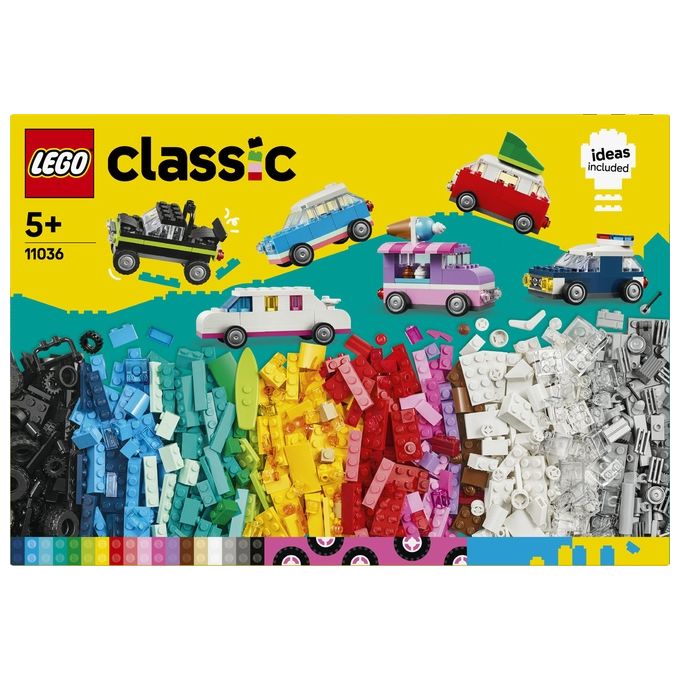 LEGO Classic 11036 Veicoli Creativi, Modellini di Auto in Mattoncini, Macchine Giocattolo per Bambini e Bambine 5+ Anni
