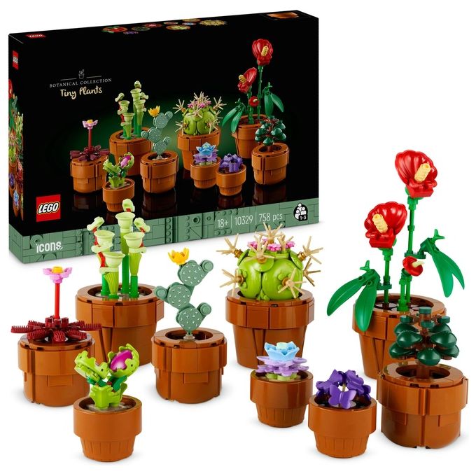 LEGO Icons 10329 Piantine, Collezione Botanica con Fiori Artificiali, Decorazione Casa, Idea Regalo di Compleanno Donna o Uomo