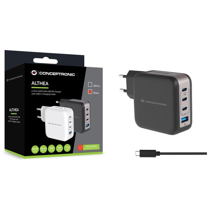 Conceptronic Althea18B 4-Port 100W Gan Usb Pd Charger