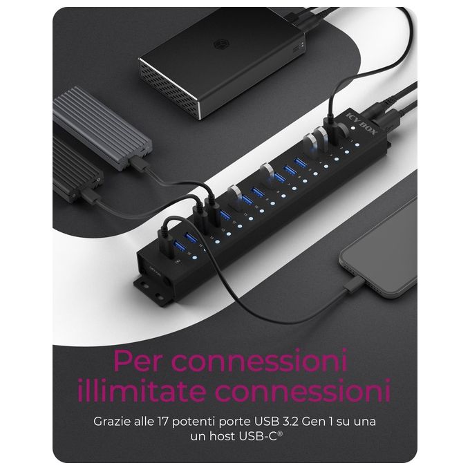ICY BOX IB-HUB1717-U3 USB 3.2 Gen 1 Type-A 5000 Mbit-s Nero