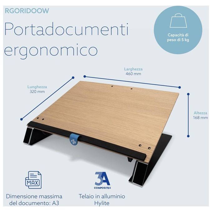 R-Go Tools RGORIDOOW Porta Documenti Alluminio Quercia Nero-Marrone