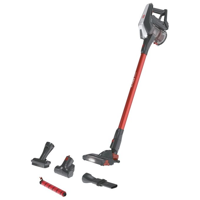 Hoover HF322AFP 011 Scopa Elettrica senza Filo senza Sacco Capacita' 0,7 Litri Autonomia 40 minuti Grigio-Rosso