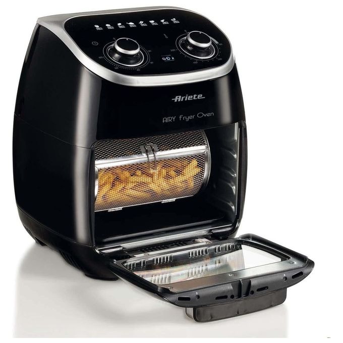 Ariete 4619 Air Fryer Oven - Friggitrice ad Aria e forno elettrico con cestello rotante 11 Lt. Funzione girarrosto ed essicatore 2000W 8 Programmi Nero