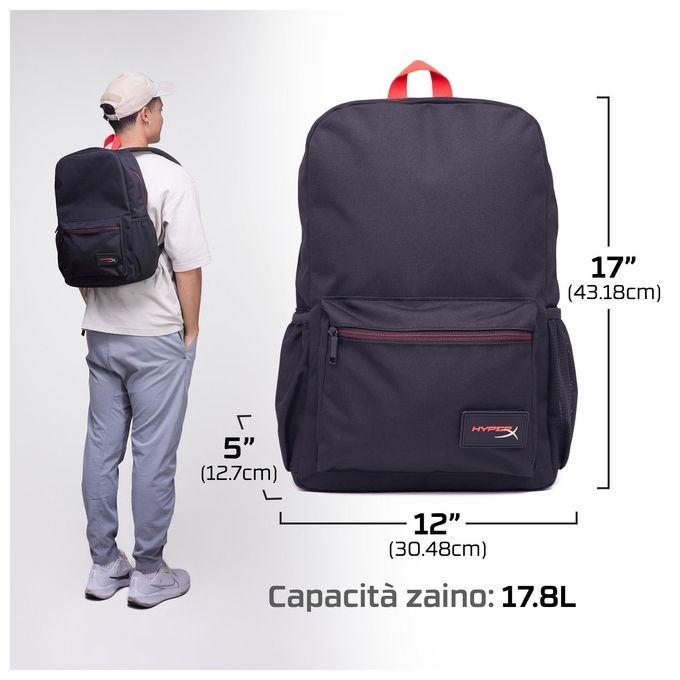 Hyperx Zaino per Notebook Delta Nero e Rosso