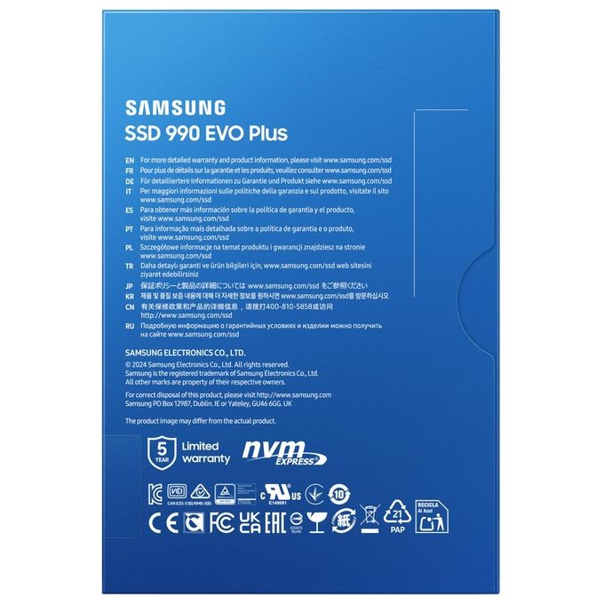 Samsung MZ-V9S2T0BW 990 EVO Plus SSD Interno da 2Tb PCIe Gen 4.0 x4 - 5.0 x2 NVMe 2.0