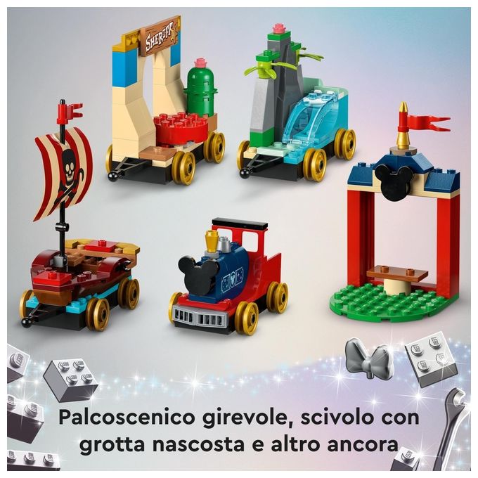LEGO Disney 43212 Treno delle Celebrazioni Disney 100° Anniversario con Carri Giocattolo e Figure di Topolino e Minnie