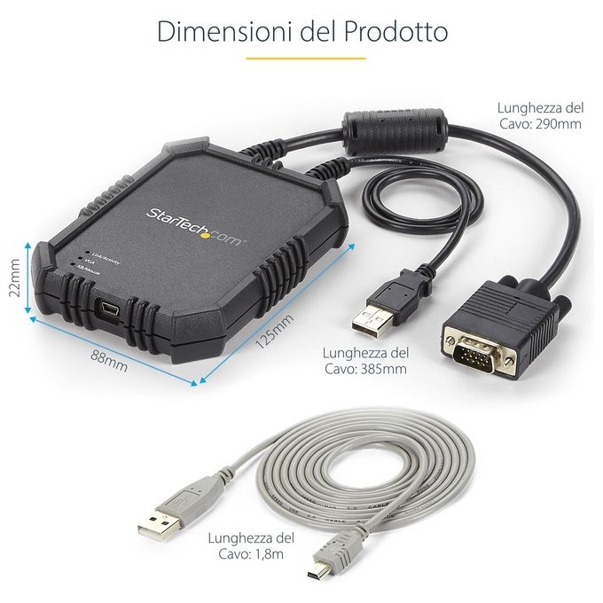 Startech.com Adattatore crash cart portatile per PC con alloggiamento antiurto - Console KVM USB con trasferimento di file e Acquisizione Video