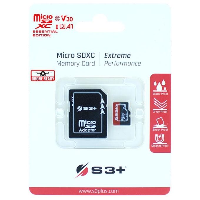 S3 Plus S3SDC10V30E-64GB 64Gb MicroSDHC Uhs-i u3