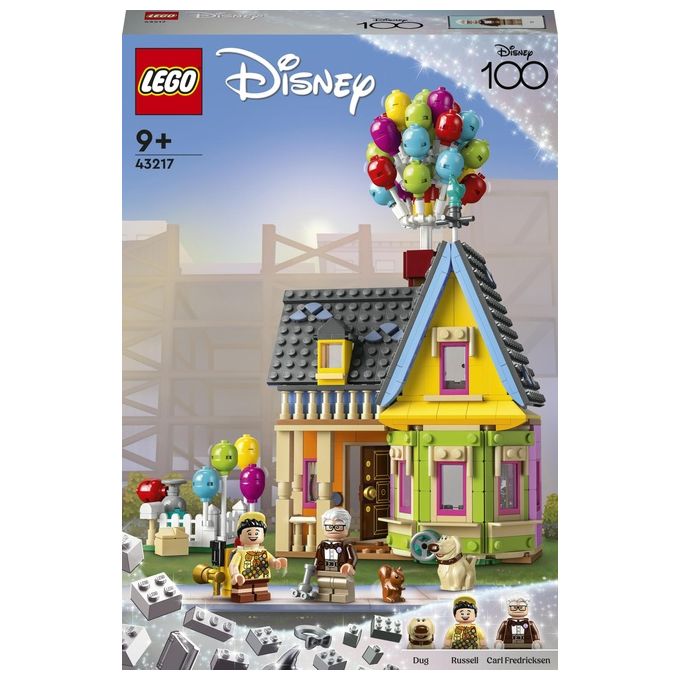 LEGO Disney e Pixar 43217 Casa di “Up'', Modellino con Palloncini e Figure di Carl, Russell e Dug, Set Disney 100° Anniversario