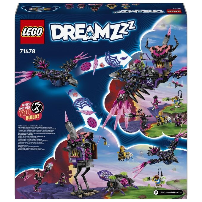 Lego Dreamzzz 2 in 1 Corvo di Mezzanotte della Mai-Strega, Giocattolo d'Avventura Trasformabile in Casa o Ragno, con 6 Personaggi