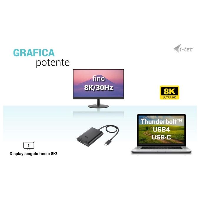 I-tec Usb-C Dual 4k-60hz Single 8k-30hz Dp Video Adapter