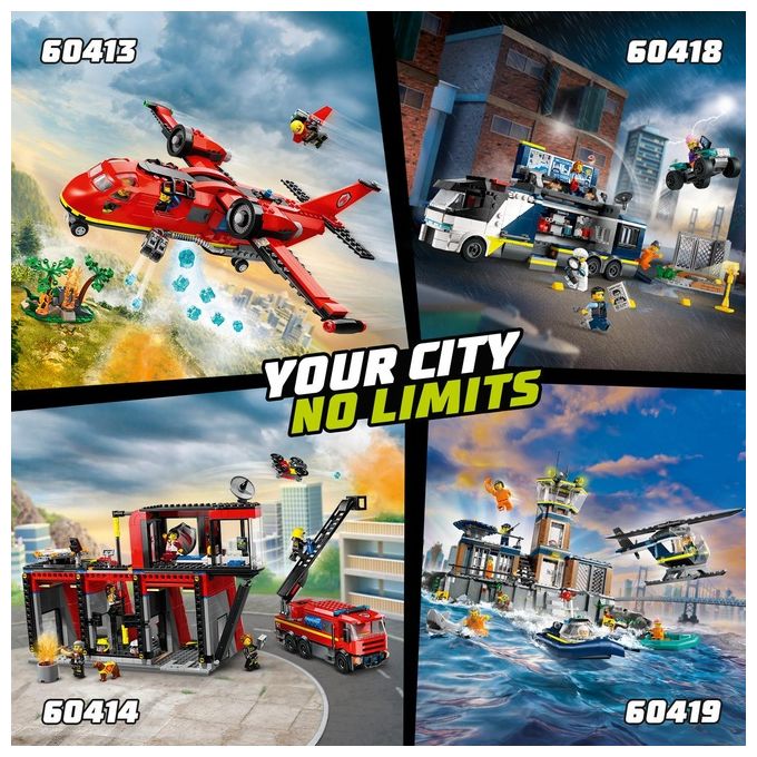 LEGO City 60414 Caserma dei Pompieri e Autopompa con Camion Giocattolo, 6 Minifigure, Cane e Accessori, Gioco per Bambini 6+