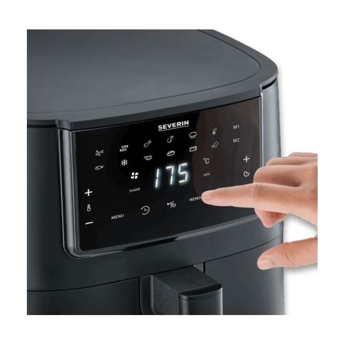 Severin FR2462 Friggitrice ad Aria Calda XXL 1700W 7 Litri Display Touch 12 Programmi Mantenimento Caldo Funzione Memoria Rivestimento Ceramica 290 x 387 x 310 cm Nero