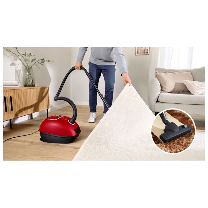 Bosch BGB41PET1 Serie 4 Aspirapolvere con Sacco a Traino Potenza 600 Watt Capacita' 4 Litri ProAnimal colore Rosso