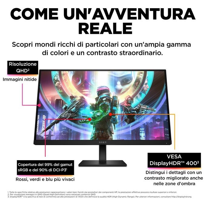 HP OMEN by HP 27qs Monitor PC 27'' 2560x1440 Pixel Quad HD Nero