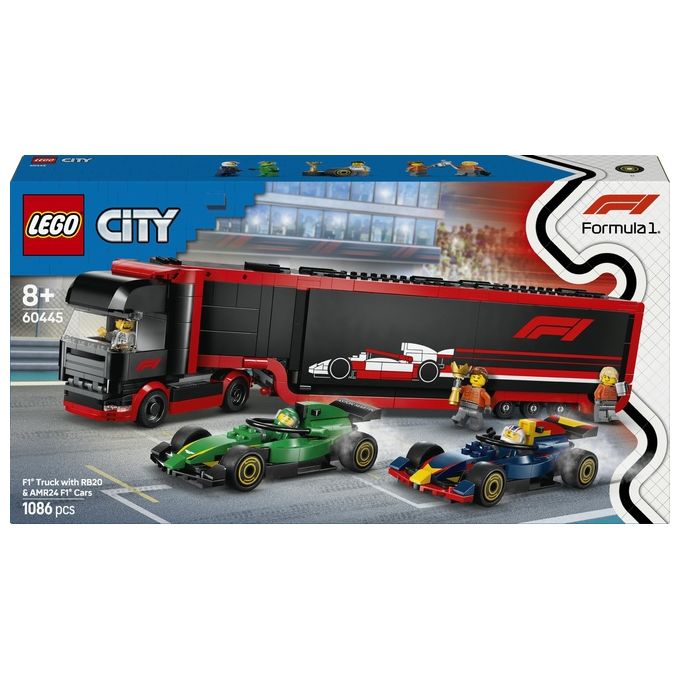 LEGO City Formula 1 Autotrasportatore F1 con monoposto RB20 e AMR24 F1 60445